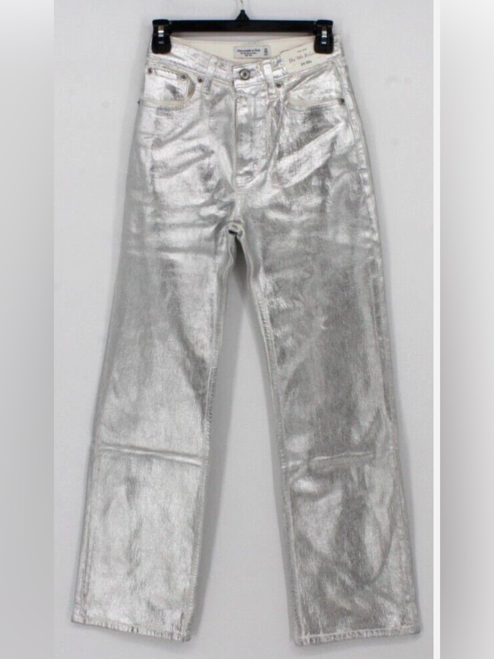Zara The Boy Boy Fit Sz 4 Painted Distressed Metallic Silver Jeans | GUC